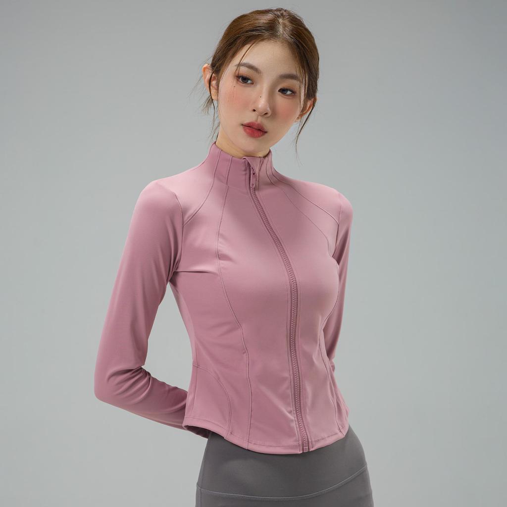 Women's Slim-Fit Yoga Jacket with Back Pockets - Long Sleeve, Casual Outdoor Activewear for Fall and Winter