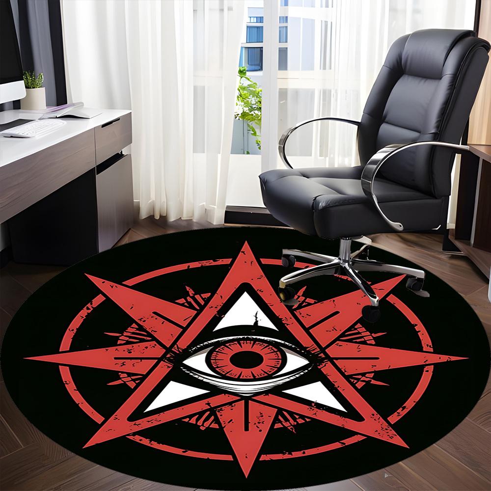 1pc Eagle Eye Symbol Office Round Area Rug, Under Office Chairs Bedroom Living Room Home Decor, Room Deco, Available In Various Sizes