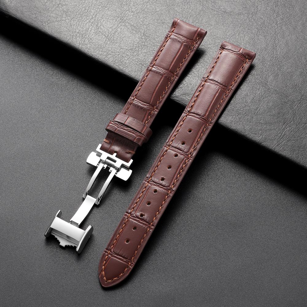 18mm Genuine Cowhide Watch Strap Universal Band Pin Buckle Butterfly Clasp Band Soft Wrist Watchband Bracelet Watch Accessories
