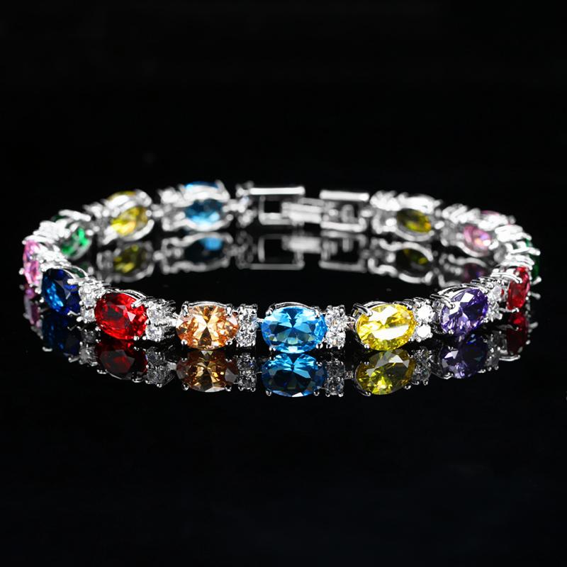 

ThreeGraces Brilliant Light Blue Cubic Zirconia Silver Color Fashion CZ Tennis Bracelet for Women Engagement Party Jewelry BR236 18.5CM