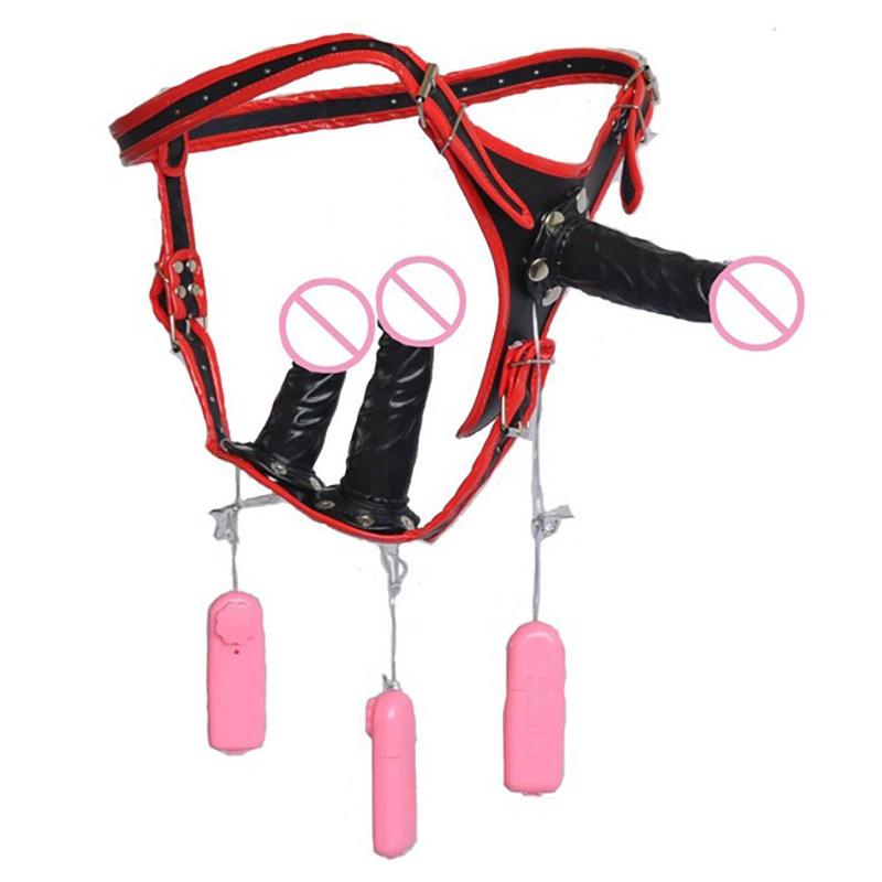 Vibrații Purtabile Masturbare Pizdă Anal Simulare Dildouri Detașabile Lesbian Strapon Penis Centuri de Castitate Pantaloni Jucării Sexuale Pentru Femei