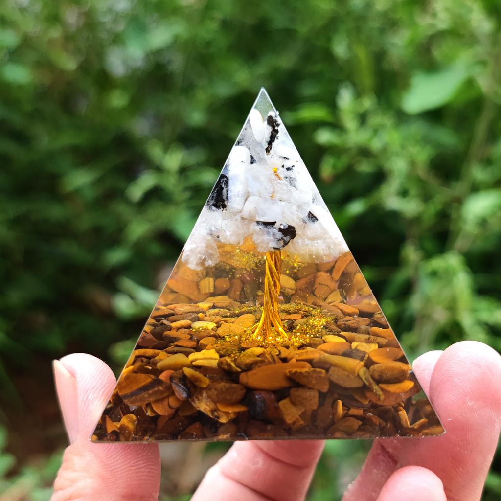 Křišťálová Orgonová Pyramida Generátor Energie 5 cm Přírodní Ametyst Peridot Reiki Čakra Meditační Nástroj Vánoční Dárek Pro Rodinu