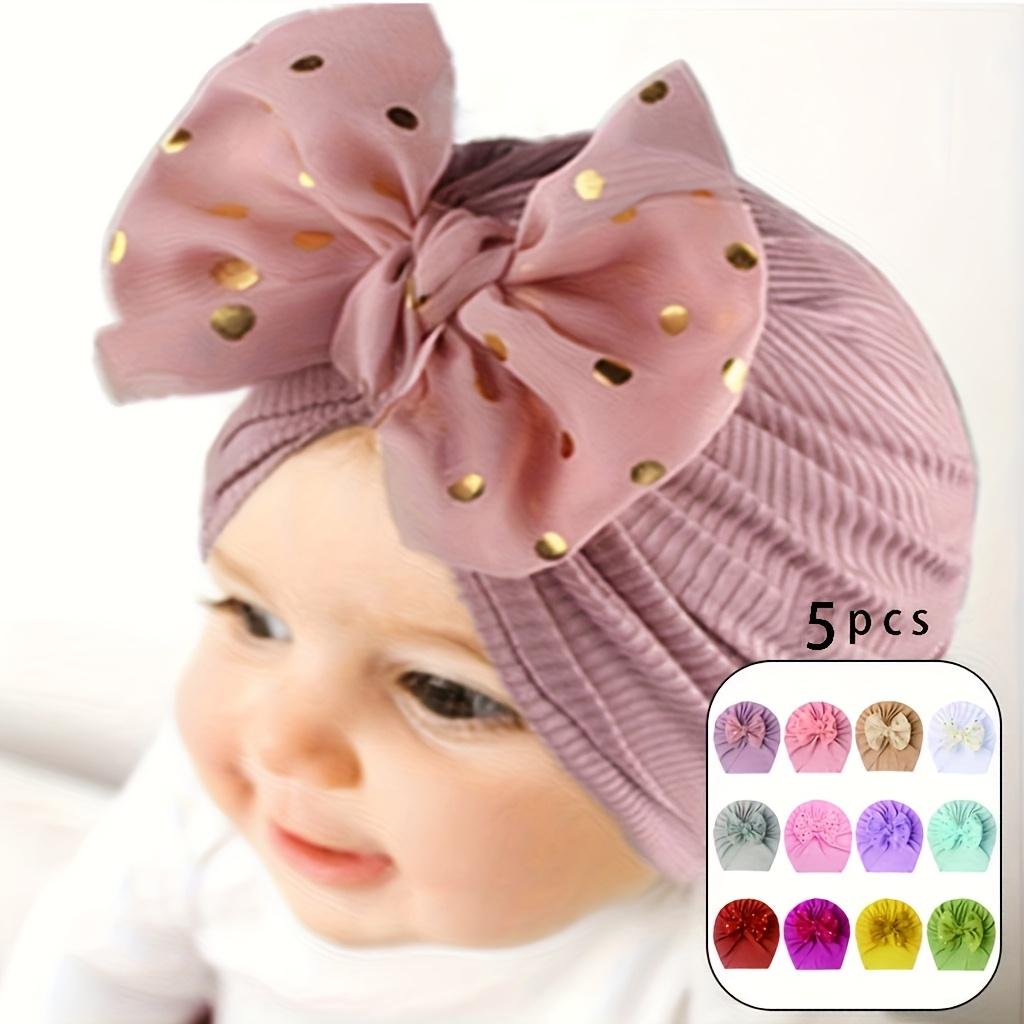 

high quality5pcs Cute Baby Bow Headbands - Soft Acrylic & Polyester, Golden Polka Dot Bow, All-Season, 5 Colors Random Set, Perfect for Girls & Boys, 21005 5 random colors