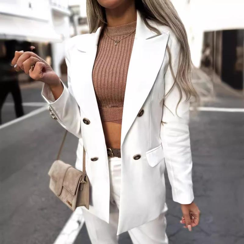 Tooxika New Autumn And Winter Casual Solid Color Double-breasted Suit Jacket