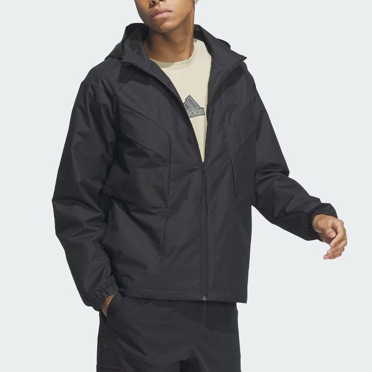 adidas Urban Outdoor Jacket With Solid Color Logo And Hood Men Jackets Black IS0450