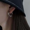 Punk Hip Hop Silver Color Round Hoop Earrings for Men Women Gothic Metal Small Circle Ball Piercing Ear Buckle Jewelry Gift