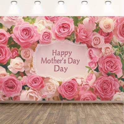 2D Romantic Pink Rose Mother's Day Photography Background Cloth