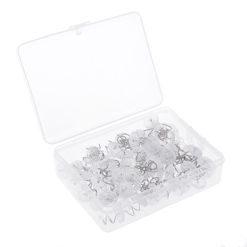 1 Box 100 Pieces Clear Round Head Upholstery Spiral Nail Studs Furniture Sofa Tack Pins Hardware Fix