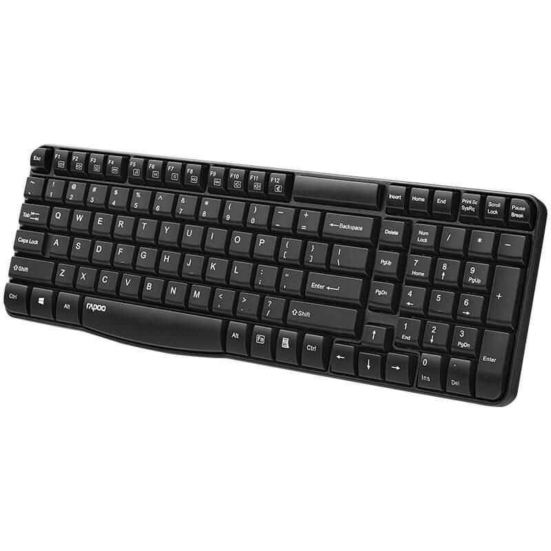 Rapoo E1050 Wireless Keyboard, Office Keyboard, Compact Keyboard, Splash-Resistant Design, Laptop Keyboard, Computer Keyboard, Black