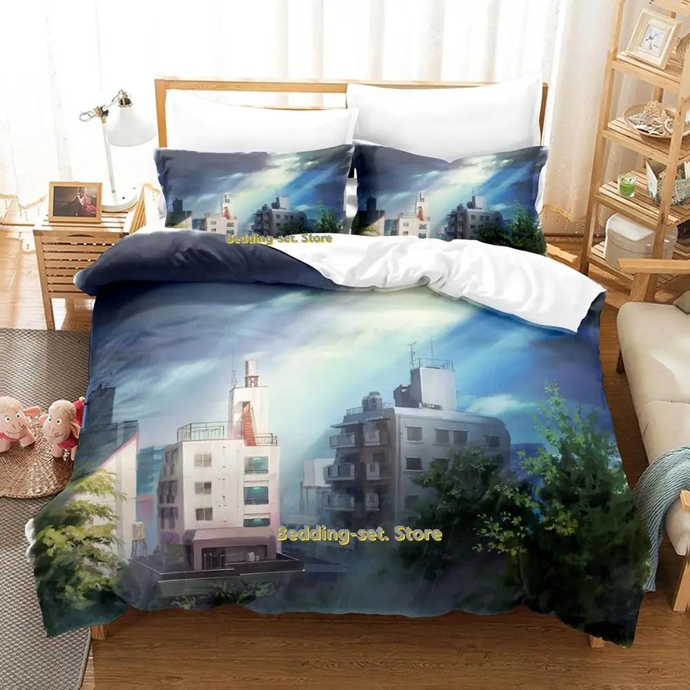 Nytt Weathering With You Sängklädesset Tecknad Anime tredelat set Vuxen Barn Sovrum Påslakan Set lakan och örngott