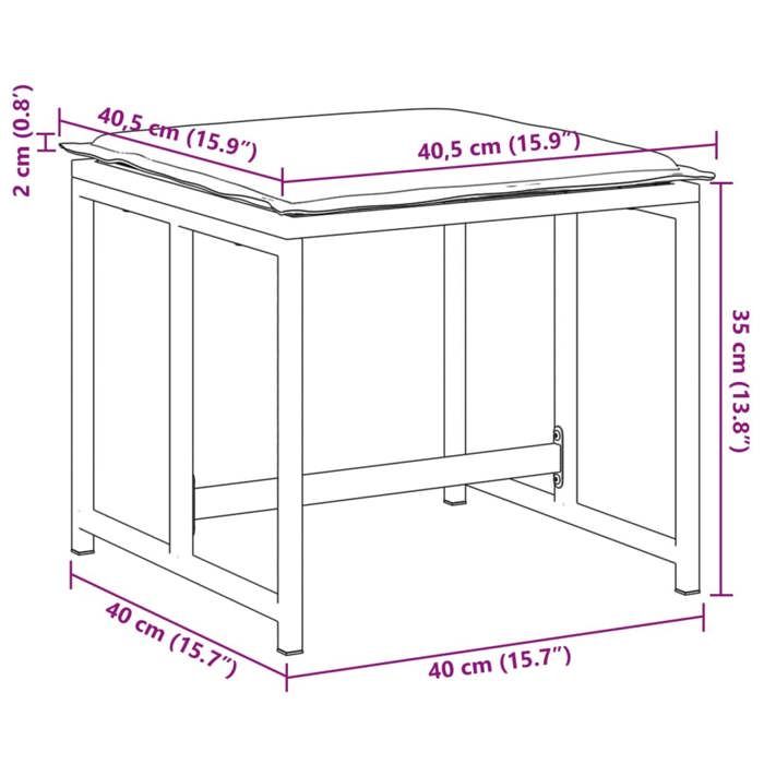 VidaXL Tabourets de jardin avec coussins 4pcs blanc acier et textilène, siège de jardin, tabouret d'extérieur, siège cube, 4008588