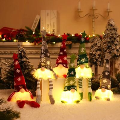 23/35CM Christma Gnome Doll Glowing LED Light Ornaments Xmas Plush Knitting Craft Pendant Christmas Decoration for Home Kid Gift