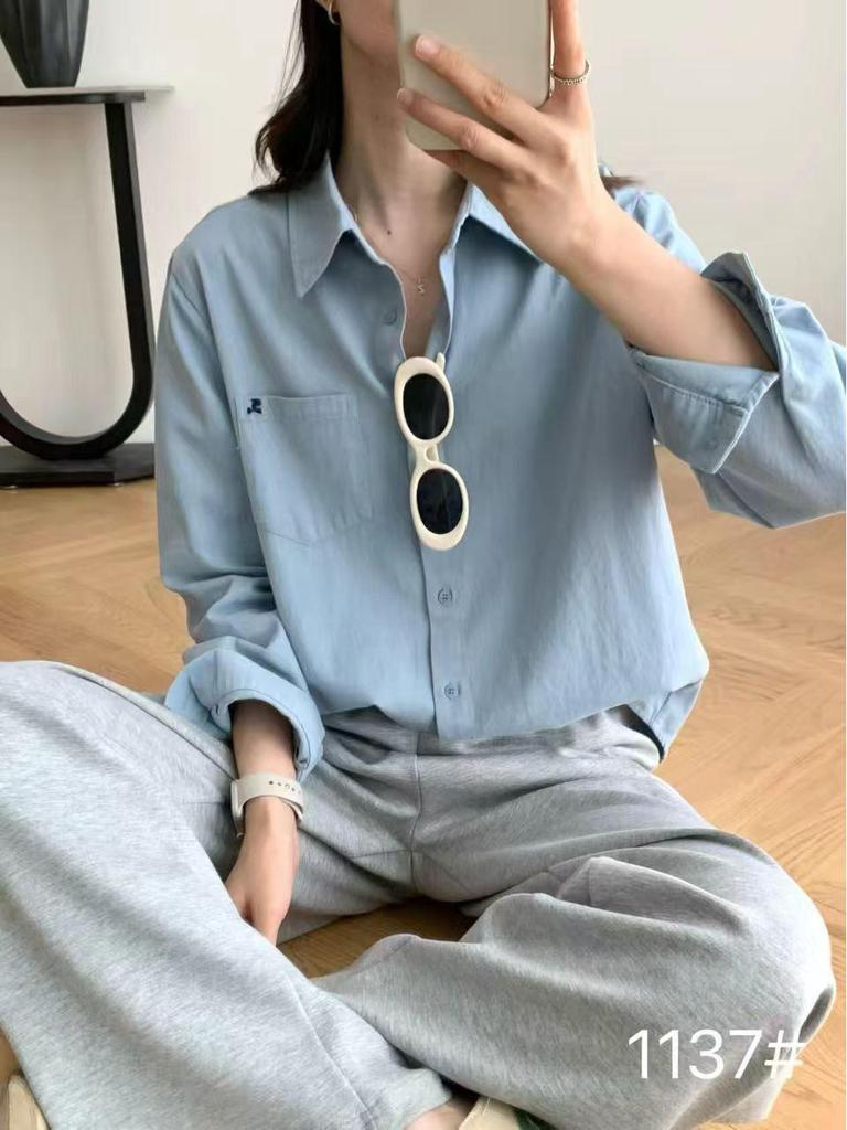 Women's Casual Hong Kong Style Button-Down Shirt - Loose, Versatile, Boyish Feel, Perfect for Layering and Commuting, Slimming, New Arrival.