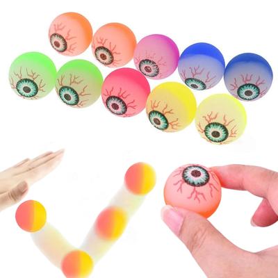 12Pcs Exploding Eyes Bouncy Ball Toy Assorted Halloween Ball Prom Gifts Elasticity Colorful Bouncy Rubber Jumping Ball Toy Gift