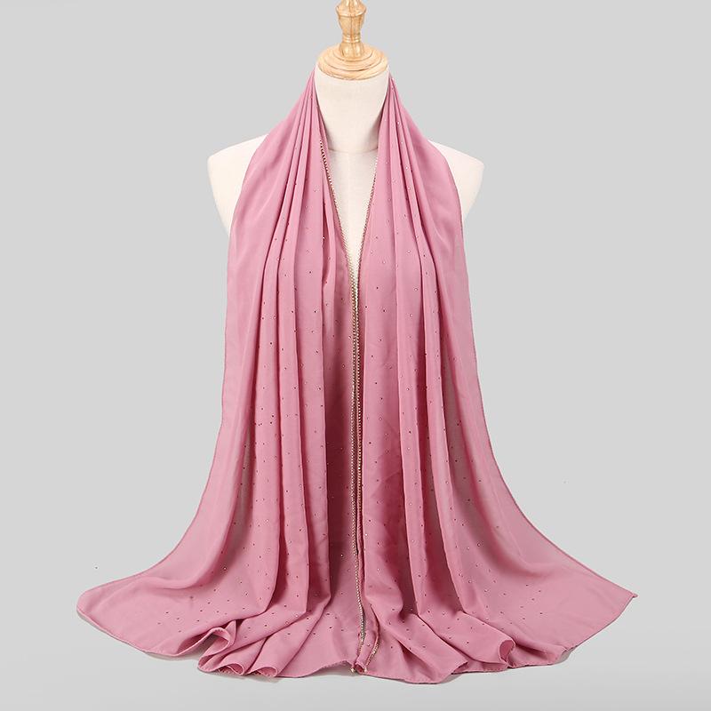 Diamond Chain Chiffon Hijab Scarf Veil Long Shawl Head Scarf Headwraps Hoofddoek Islamic Turban Shawl For Women Muslim Hijabs