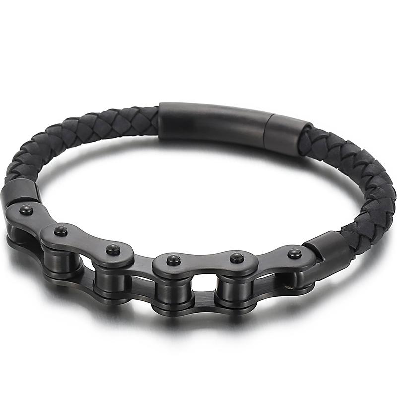 Vintage 6MM Brushed Stainless Steel Bike Motorcycle Chain Bracelet for Men Men's Leather Bracelets Rock And Roll Male Jewelry