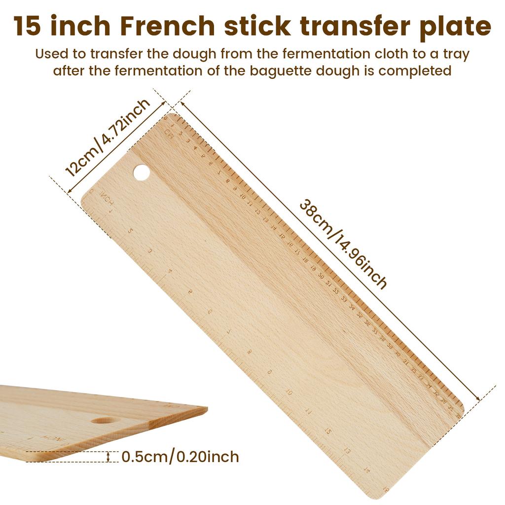 13/15 Inch Bread Transfer Peel, French Bread Flipping Board, Beech Bread Serving Tray Wooden Pie Loaves Flipping Board