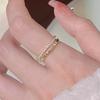 PONYKISS  Silver Double Layered Zircon Adjustable Ring for Women Fine  Minimalist Accessories