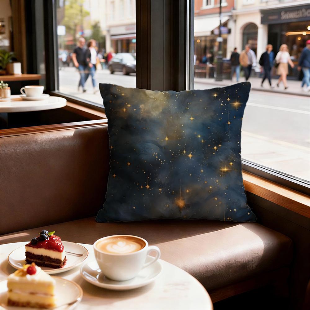 Starry Nebula Texture Cushion Cover Set of Decorative Short Plush Pillow Covers for Sofa Soft Cushion Case X Cm