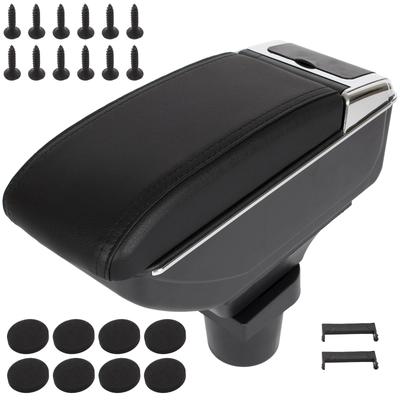 Toyota Yaris II 06-12 Armrest with Storage Compartment BLACK ECO LEATHER + Installation Kit