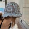 Korean Style Knitted Fisherman Hat Fleece thread Bucket Hat Retro Flower Sun Hat  Student