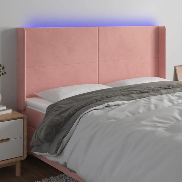 VidaXL Tête de Lit à LED Meuble de Chambre à Coucher Accessoire de Lit Double Tête de Cadre de Lit Intérieur Rose 3123839