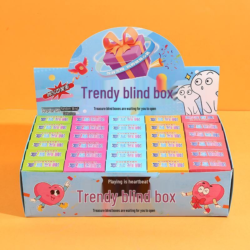 

Cartoon Blind Box Toy: Round Badge Doll Prize with Sticky Note Book for Students