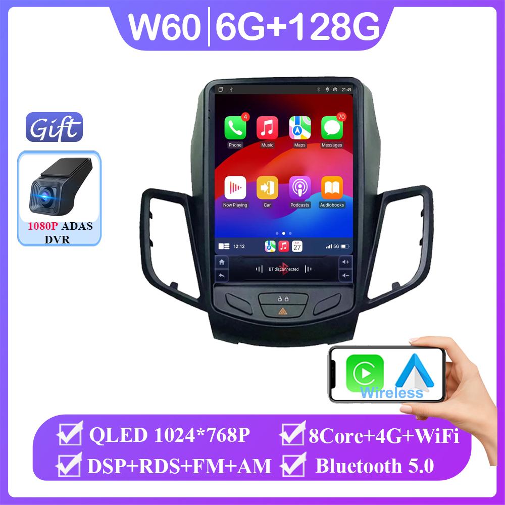 Android 14 Car Radio For Ford Fiesta MK7 2009 -2017 GPS Navigation Stereo Multimedia Player Carplay Vertical Screen Head Unit