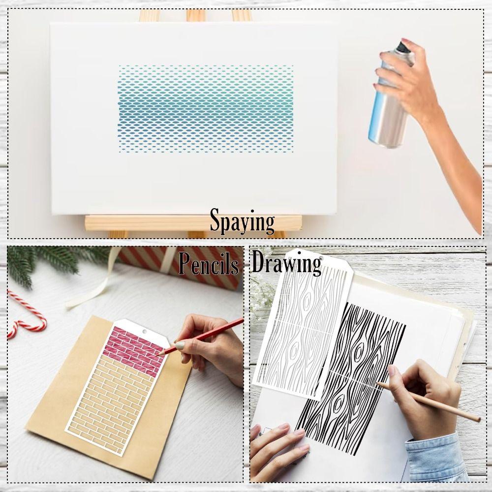 16pcs/set Hollow Out DIY Painting Stencil Set Painting Templates  Doodling Supplies