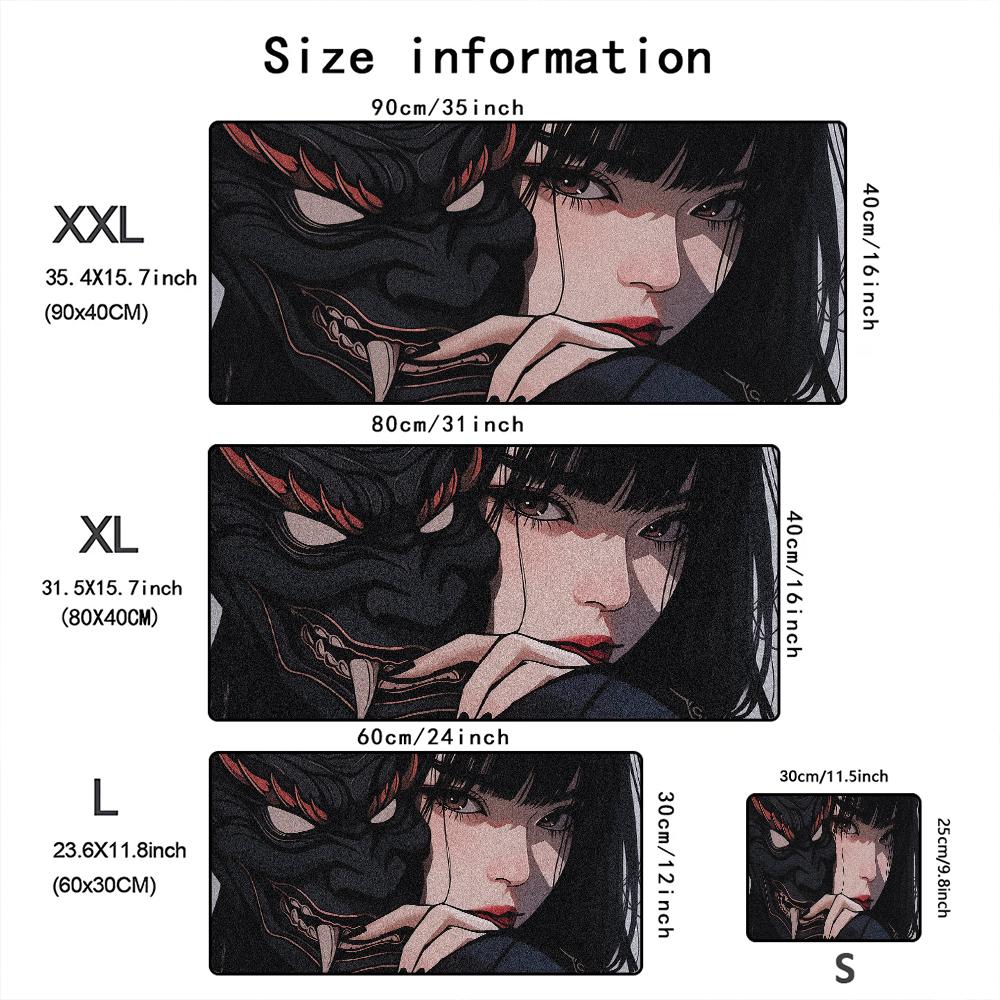 Mask anime girl Mouse Pad Large Computer Office Game Table Mats XXL Rubber Anti-slip Gaming Keyboard Mousepads Long Desk Pads