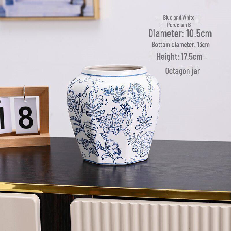 

Расписанная вручную сине-белая фарфоровая ваза для живых и сухих цветов, декор гостиной в средневековом стиле