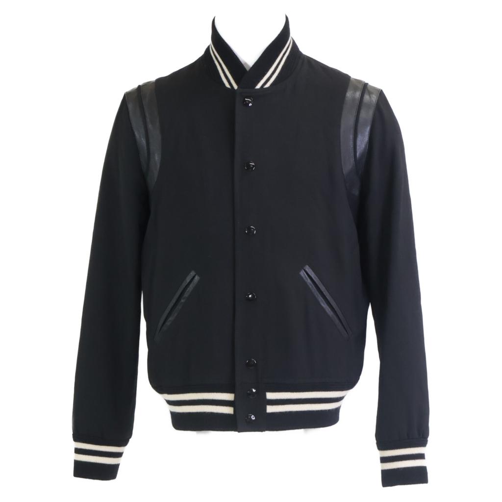 SAINT LAURENT PARIS [Excellent Condition/Domestically Authorized] 354718 Eddie Teddy with Leather Details Jacket 48 blackUsed
