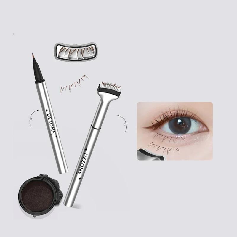 Waterproof Lower Eyelash Stamp Set Eyelash Seal Tool Eyeliner Pen Quick Dry Eye Liner Reusable Eyelash Stamp Set Makeup Women