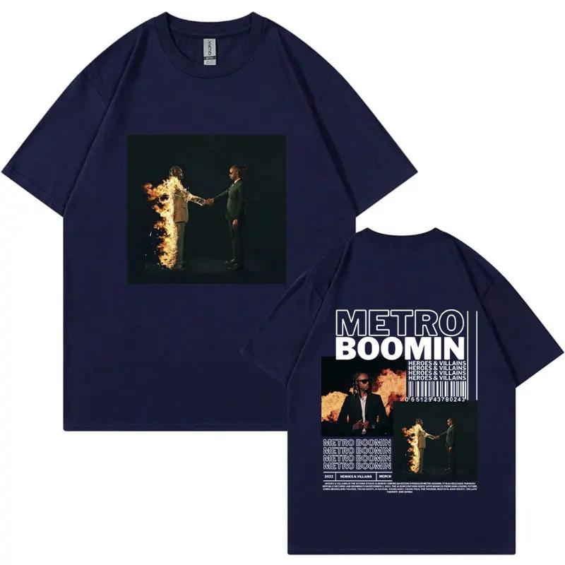 Metro Boomin Heroes and Villains Rapper Men's and Women's Graphic T-Shirts, Retro Hip Hop Cotton Oversized Short Sleeves