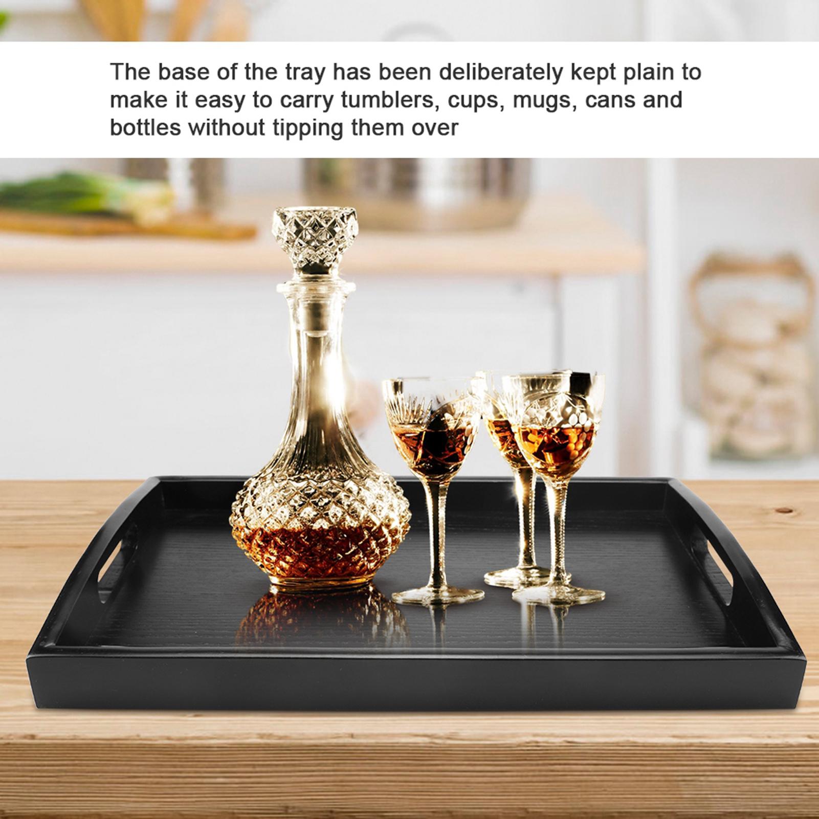 

Large Wood Serving tea Water Drinks Tray Wooden Breakfast Tea Serving Tray With Handle #3