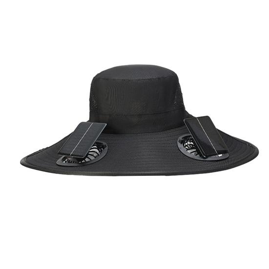 Solar Fan Bucket Hat Adjustable Wide Brim Sun Hat with Built-in Solar Panel Cooling Fan Hiking Fishing UV Protection Hat