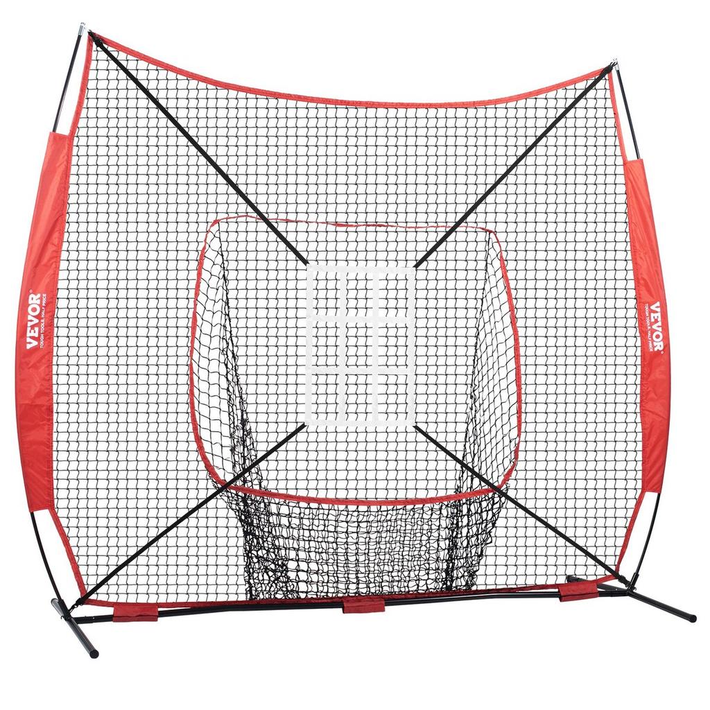 7x7 Ft Baseball Softball Practice Net, Portable Baseball Training Net for Hitting Catching Pitching, Backstop Baseball Equipment with Bow Frame, Carry