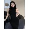 Summer new temperament socialite style sexy dress women's clothing design sense tight elastic sleeveless hip wrap long skirt