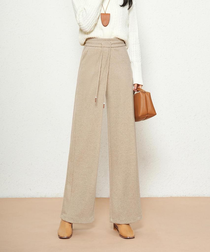 Women's Wide-Leg Winter Sweatpants with Drawstring Waist - Casual European & American Style.