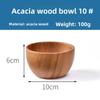 Acacia Wood Salad Bowl, Wooden Creative Rice Bowl, Environmentally Friendly Round Wooden Bowl