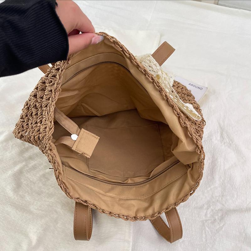 Yogodlns Eco Straw Shopping Bag For Women New Bohemian Beach Bag Large Capacity Shoulder Bag Trend Fashion Woven Handbag Tote