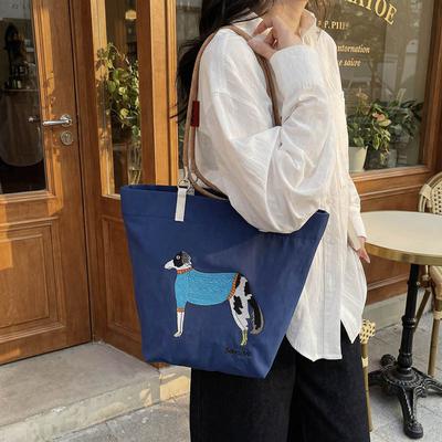 Spring and Summer Embroidery Spotted Dog Underarm Hand Bag Shoulder Bag Simple Tote Bag Messenger Bag Women