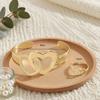 Two-piece set simple hollow love opening bracelet ring jewelry set fashionable daily casual versatile set