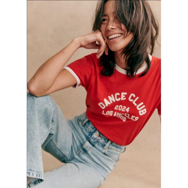 Spring Melange Gray Women's Cotton round Neck Short Sleeve Organic Cotton Printed T-shirt Basic Style French Pure Cotton Base