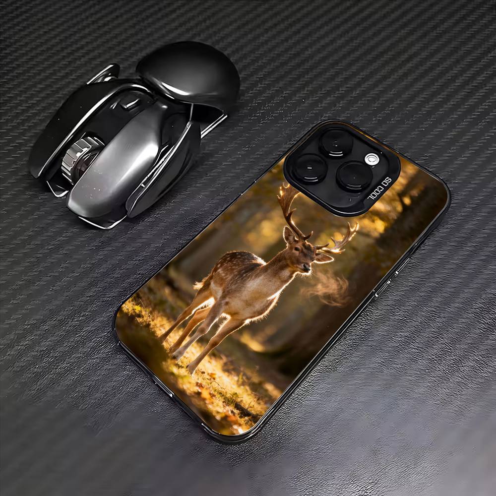 Deer Hunting Phone Case For iPhone17,16,15,14,13,12,11 Plus,Pro Max Colored Silver Plated Inside Cover