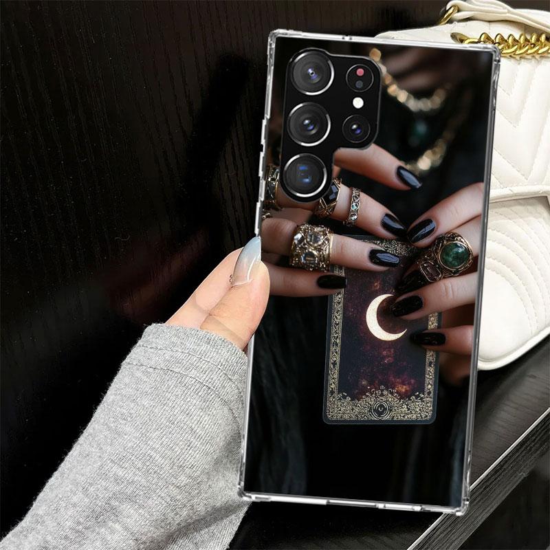 Witch Tarot Card Case for Samsung Galaxy S25 S24 S23 S22 Ultra Soft Phone Cover S25 Edge S21 Plus S20 FE S10 + Black Cover