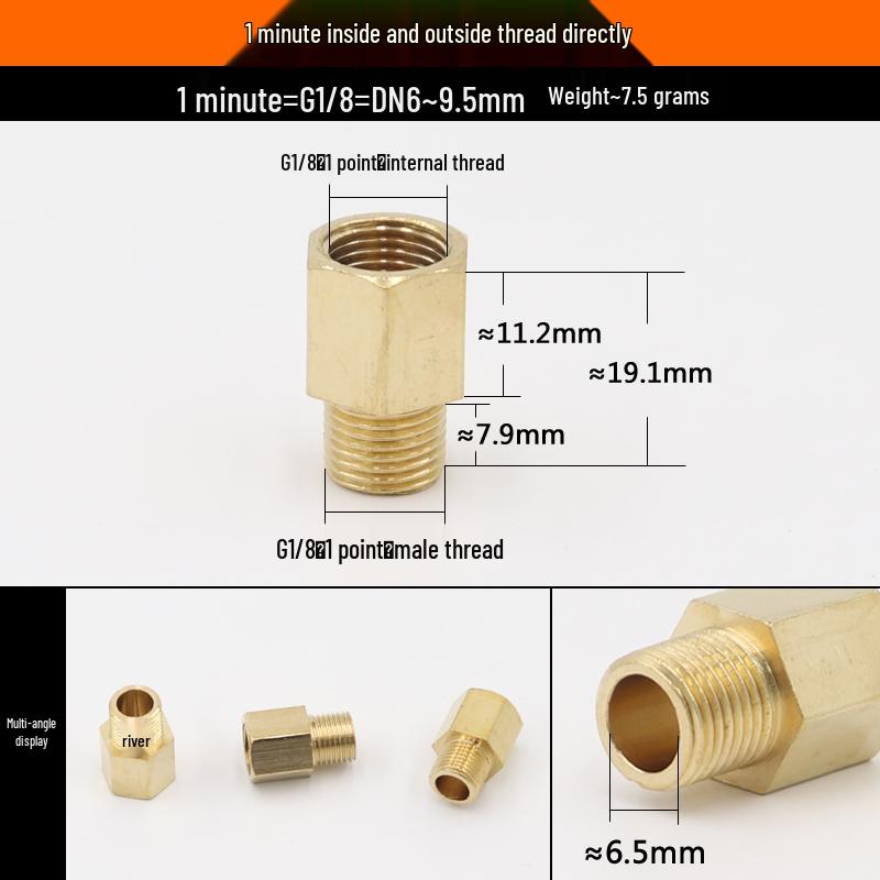 Copper Reducing Threaded Coupling Adapter for Male/Female: 1/2", 3/8", 1/4", 1/8" Connector