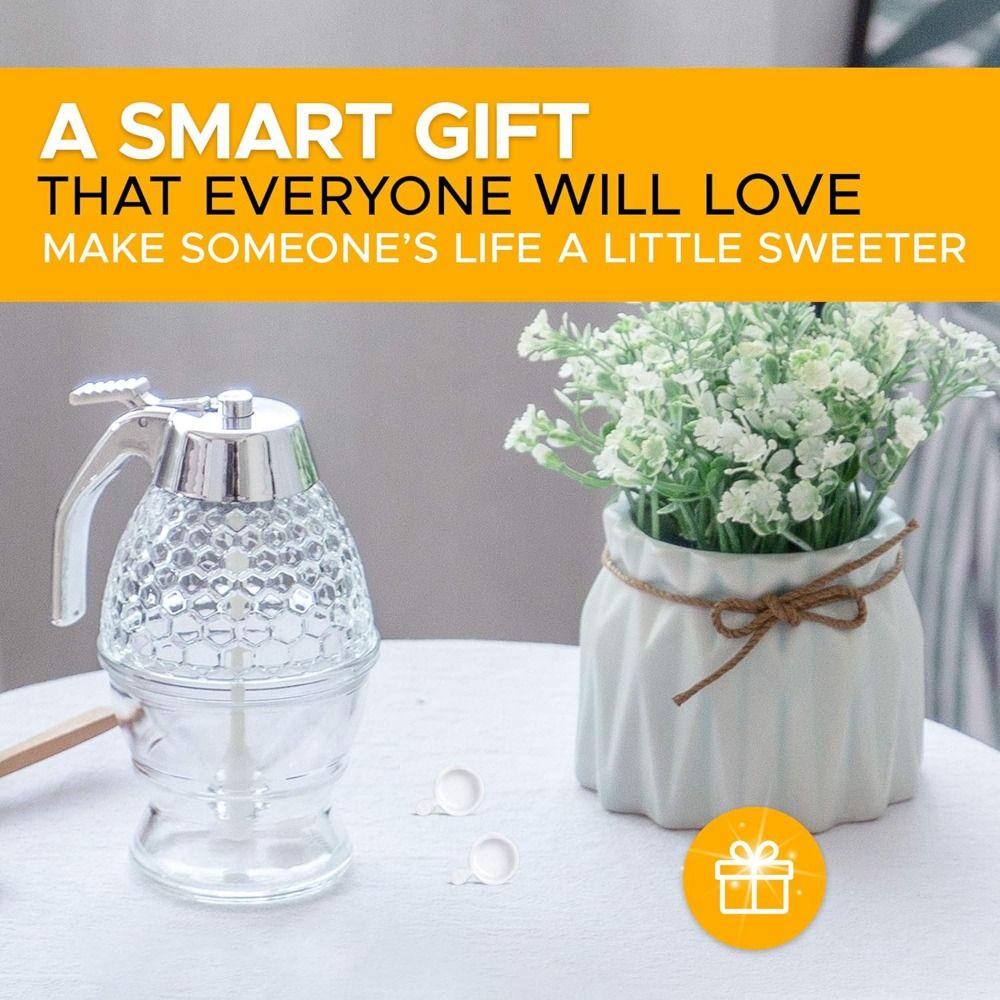 Sealed Honey Pot with Stand Press Type Honey Storage Tank Clear Syrup Extruder  Kitchen