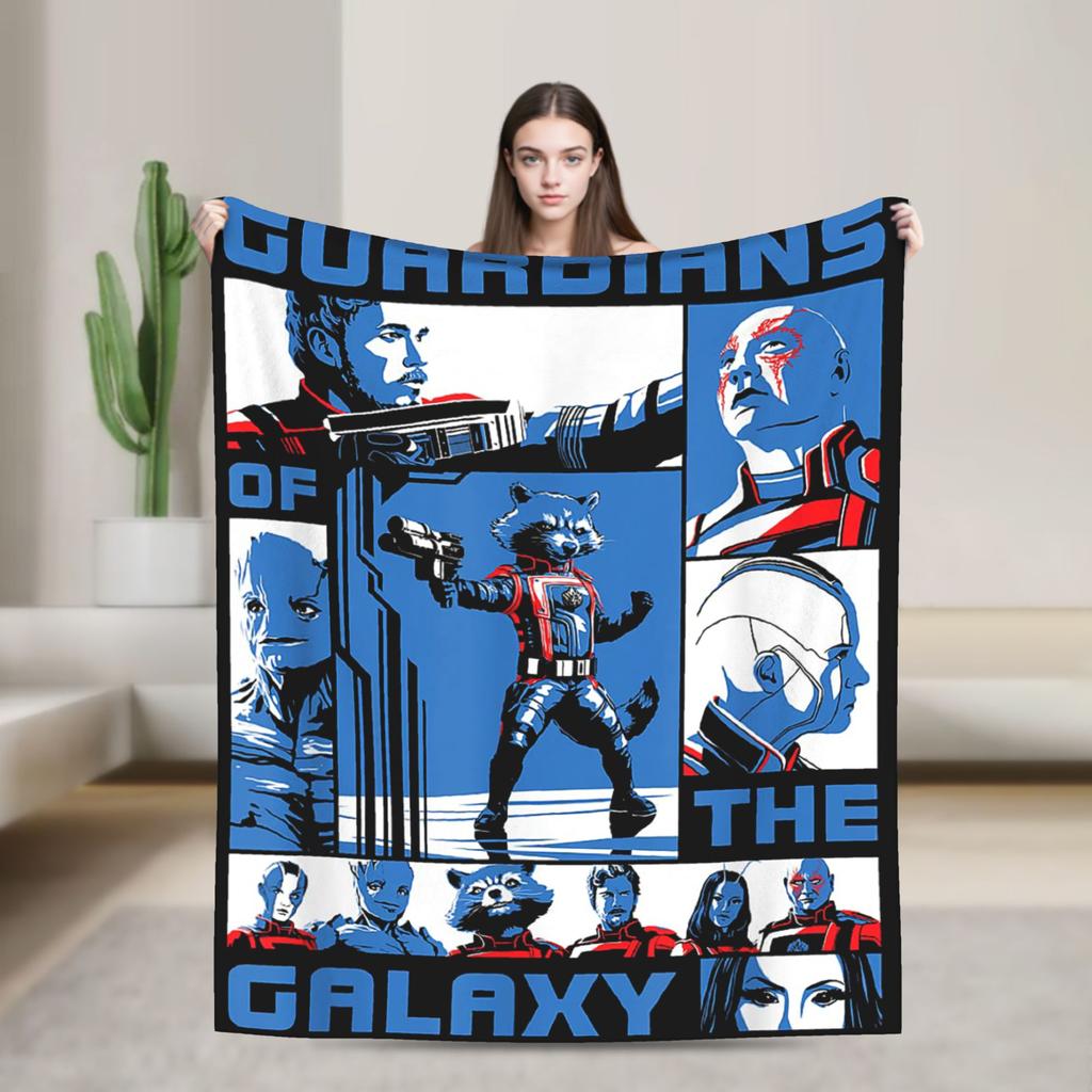 Strážci Galaxie Groot Flanelová Přehozová Deka Rocket Raccoon na Postel Pletená Deka Venkovní Tenká Přenosná Prošívaná Deka