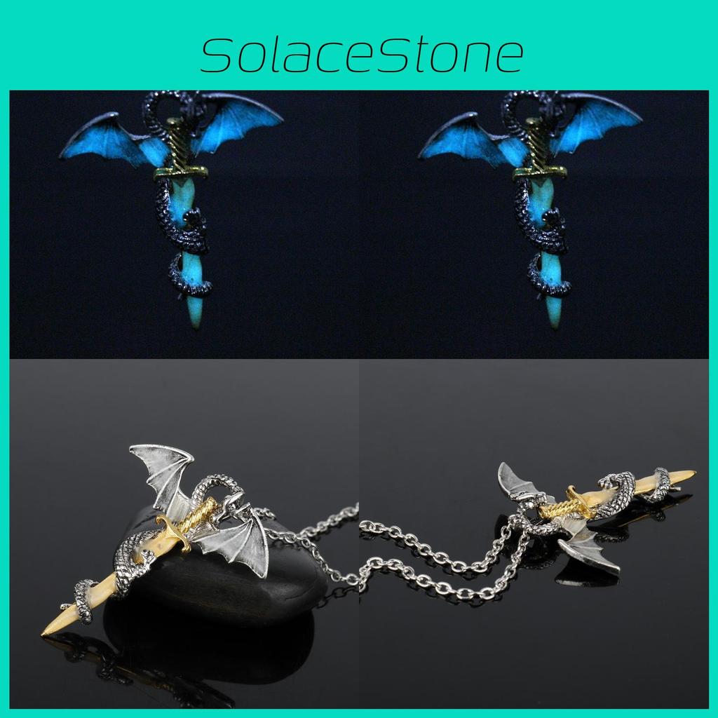 Luminous Winged Dragon Gold Necklace With Alloy Pendant For Gift And Fashion
